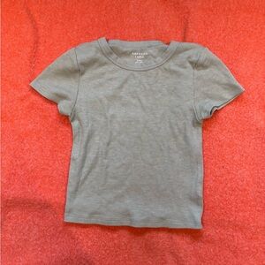 American Eagle Outfitters Women’s Olive Short Sleeve Waffle Tee